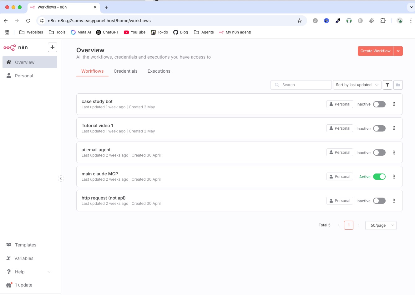 Building a n8n workflow for marketing taks